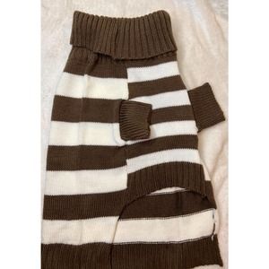 Pet Dog Brown White Striped Turtleneck Sweater Tangpan XL